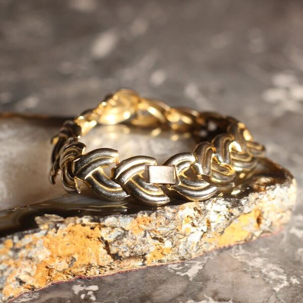 USA VINTAGE METALWORK DESIGN WIDE CHAIN BRACELET/アメリカ古着メタルワークデザインワイドチェーンブレスレット