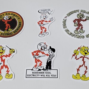 6枚セット【レトロ/電気注意】ヴィンテージ風ステッカーセットその④