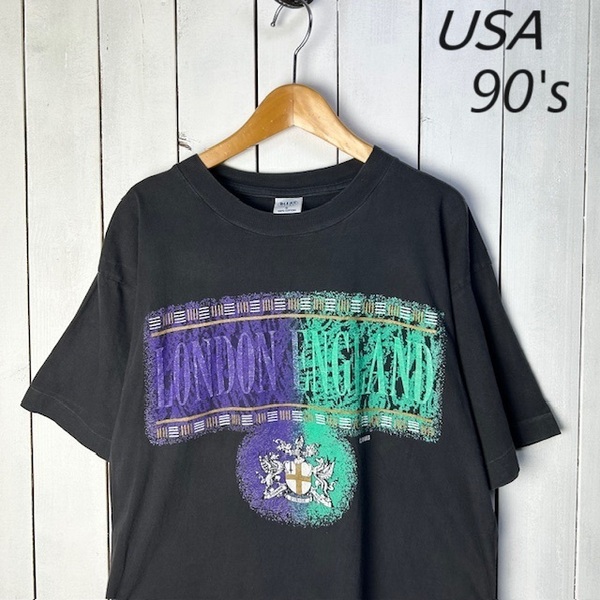 T●388 USA古着 BLUES LONDON ENGLAND Tシャツ S~M オールド ヴィンテージ アメリカ古着 ブルース シングルステッチ