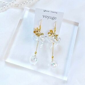 【再販】オーロラ バブル イヤリングピアス キラキラ ハンドメイド