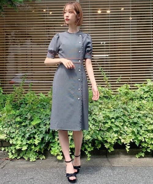 ティティアンドコー サイドボタンチェックワンピース 美品