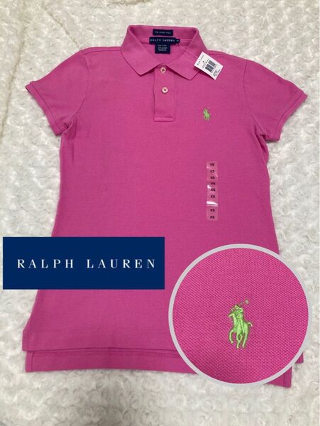 新品タグ付き ☆Ralph Lauren☆ ロゴ刺繍ポロシャツXSサイズ ピンク