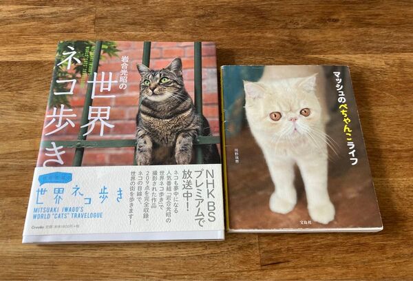 ネコ本2冊セット 岩合光昭の世界ネコ歩き 岩合光昭/著 帯付&マッシュのぺちゃんこライフ 岡野瑞恵