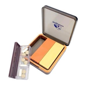 ピルケース 薬ケース コンパクト サプリケース 3日分収納 1日3回 シール付き (オレンジ)