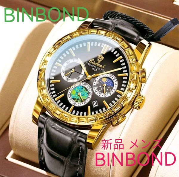 特価中★■ 新品 BINBOND メンズ 腕時計 クロノグラフ サン&ムーン