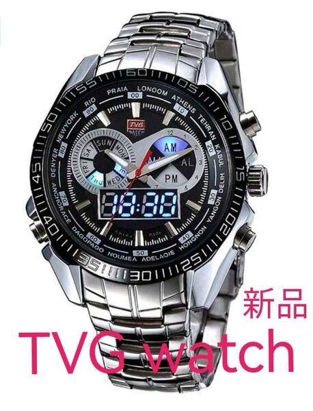 ★■ 新品 TVG watch メンズ腕時計 デジアナ