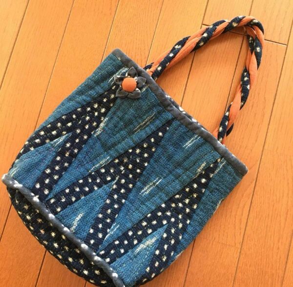ハンドメイド バッグ パッチワーク 絣