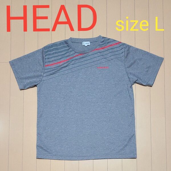HEAD 半袖Tシャツ Lサイズ グレー×レッド
