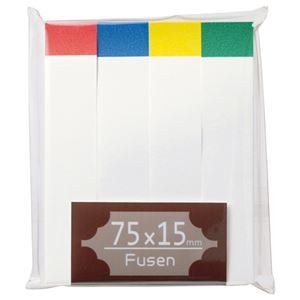 【新品】(まとめ) TANOSEE ふせん 75×15mm ホワイト(4色帯入) 1パック(4冊) 〔×20セット〕