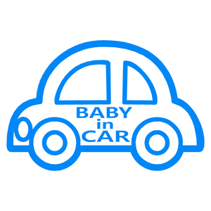 送料無料 オリジナル ステッカー BABY in CAR クルマ ライトブルー 安全運転 交通安全 ステッカー サイズ 20×13 ベビー イン カー