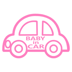 送料無料 オリジナル ステッカー BABY in CAR クルマ ピンク 安全運転 交通安全 ステッカー サイズ 20×13 ベビー イン カー