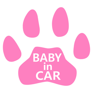 送料無料 オリジナル ステッカー BABY in CAR 肉球 ピンク 安全運転 交通安全 ステッカー サイズ 20×18 ベビー イン カー