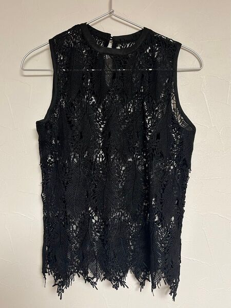 レース ブラック ノースリーブ トップス 黒 カットソー 美品