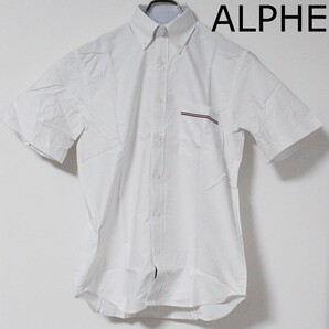 新品訳 ALPHA アルファ トリコロールバイピングアクセント 半袖ポロシャツ M 白 K3944