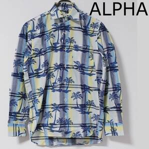 新品 ALPHA アルファ ヤシの木柄 長袖シャツ M マルチカラー K3943