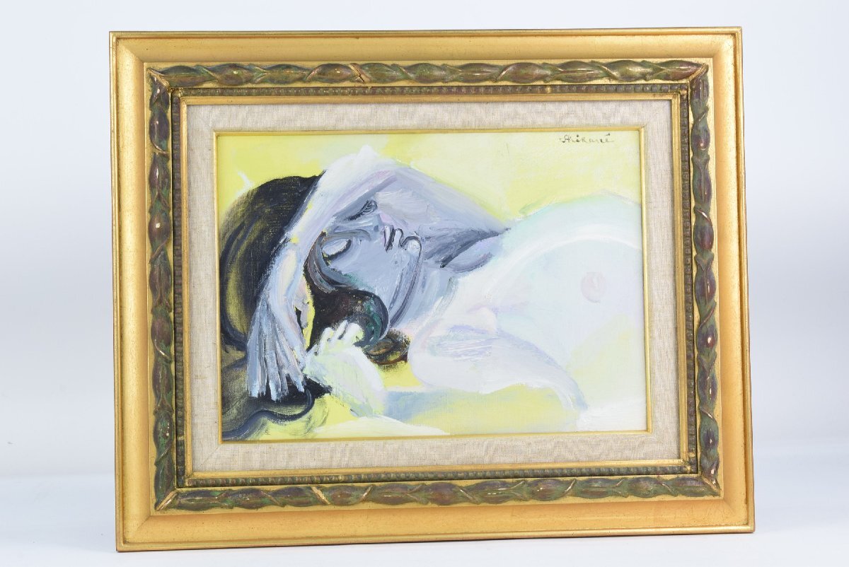 真作】絵画 油彩12号 美しき女性の肖像画 柔らかな表現力 U147
