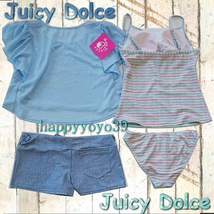 新品150~160 9号 JUICY DOLCE水色カバーアップ+タンキニ 女子 女の子　学校プール授業スイミング セパレート ラッシュガード リゾートK_画像4