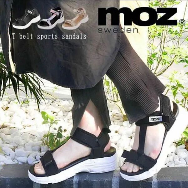 【新品】moz Tストラップスポーツサンダル ブラック L