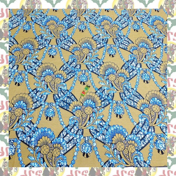 【SALE/270cm x 110cm/3ヤード】アフリカンプリント生地 barg-p92 アフリカ布 アフリカ生地 ゴールドプリント アンカラ キテンゲ パーニュ