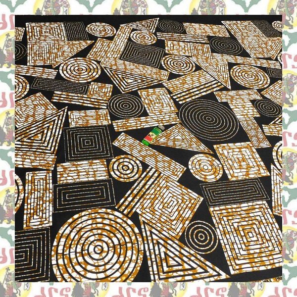【SALE/180cm x 110cm/2ヤード】アフリカンプリント生地 barg-e17 アフリカ布 アフリカ生地 ゴールドプリント アンカラ キテンゲ パーニュ