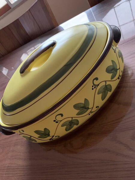【新品未使用】直火OK 鍋 イエロー 33×18×10