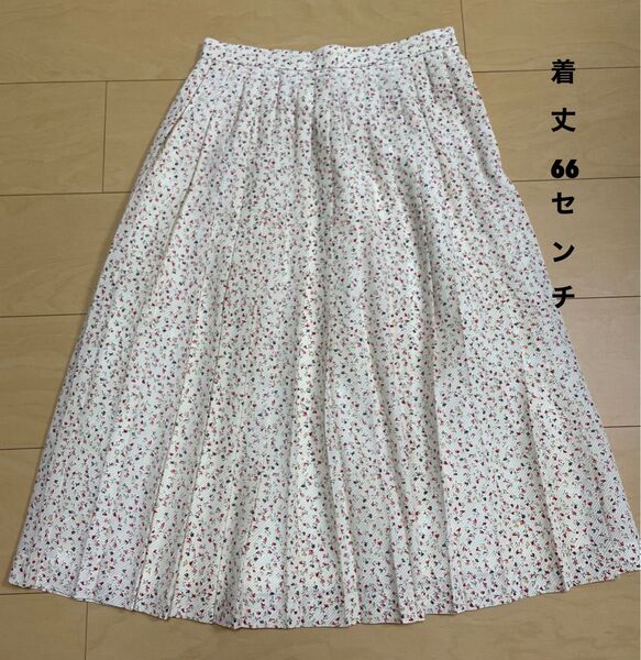 最終セール スカート 昭和 レトロ 花柄 プリーツスカート 膝下 春 夏 古着 フレア