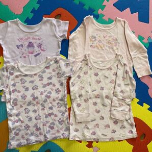 子ども服 キッズ服 女の子 インナー 100サイズ 半袖2枚 長袖2枚 合計4枚セット売り
