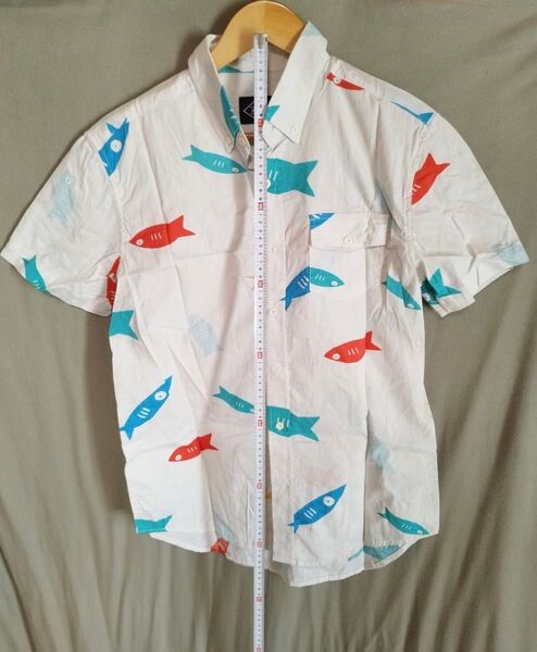 ALTRU M サイズ メンズ 総柄 魚 半袖 半袖シャツ シャツ クリーニング済み アルトゥルー