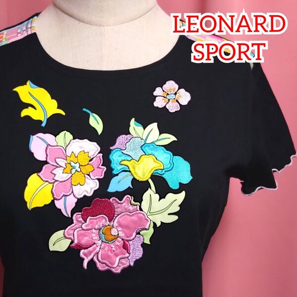 LEONARD SPORT/レオナールスポーツ/半袖カットソー/トップス/アップリケ刺繍・ビーズ・スパンコール装飾