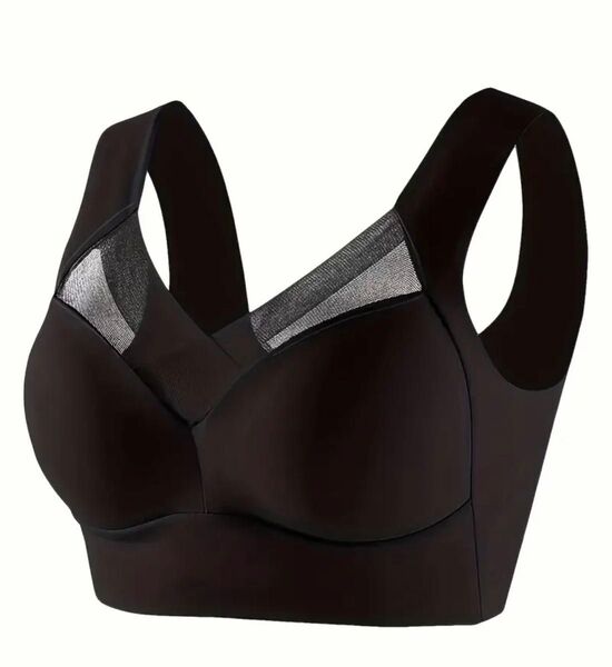 新品未使用★ソリッド ワイヤレス・アイスシルクのブラジャー 黒 ★MまたはL