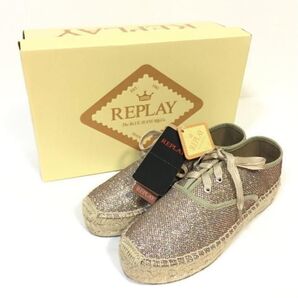 国内正規★定価¥11,880 新品 23.0cm REPLAY リプレイ エスパドリーユ レースアップ シューズ LEMA LC