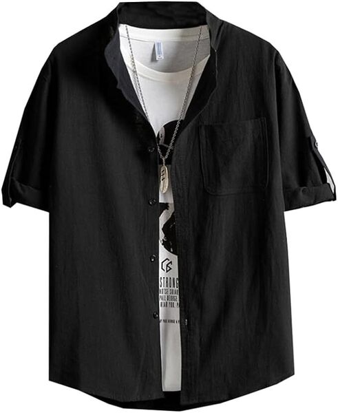 シャツ メンズ 七分袖 半袖 夏服 3XL