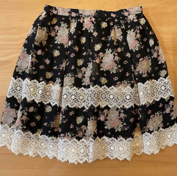 ミニスカート 花柄 レース スカート