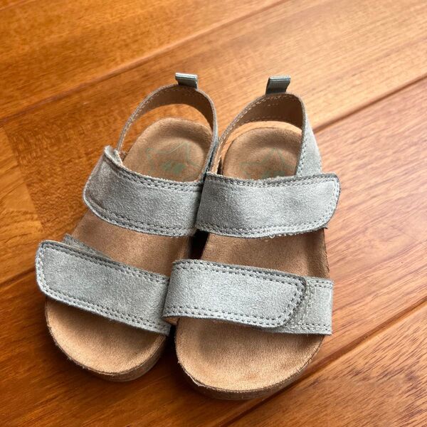 サンダル マジックテープ H&M 水色 ライトブルー グレー ベビー キッズ 12.5cm