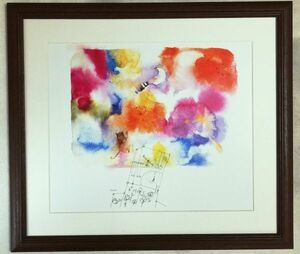 Art hand Auction ◆いわさきちひろ挿絵画｢鳥たち｣オフセット複製･木製額付･即決◆, 絵画, 水彩, 自然, 風景画