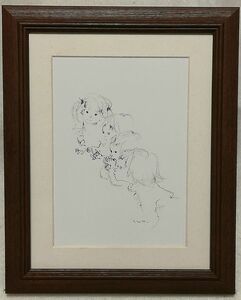 ◆いわさきちひろ挿絵画「どうなるの？」オフセット複製・木製額付・即決◆