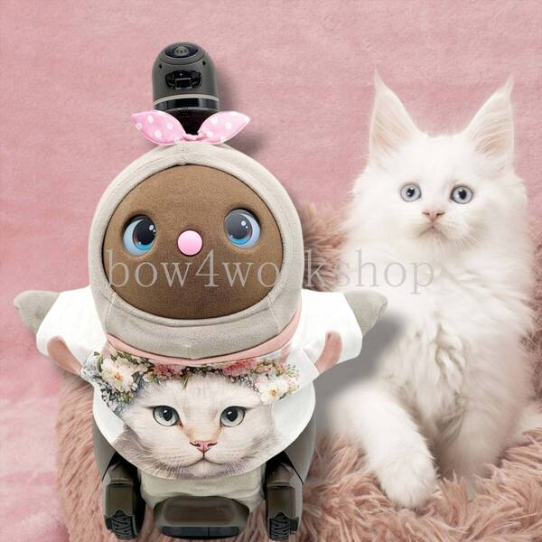 ラボット LOVOT ラボットの服 耳付き白猫ちゃんプリントTシャツ