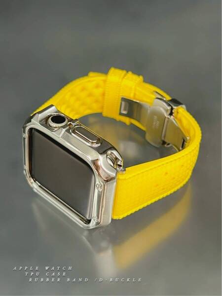 アップルウォッチ TPU ケース ホール イエロー ラバー ベルト 46mm 41mm 45mm 40mm 44mm 38nm 42mm 49mm ウルトラ 987654321SE apple watch