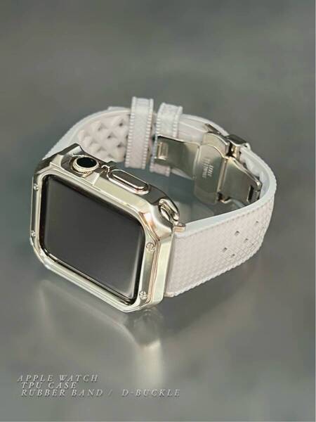 アップルウォッチ TPU ケース ホール グレー ラバー ベルト 41mm 45mm 40mm 44mm 38nm 42mm 49mm ウルトラ 987654321SE apple watch