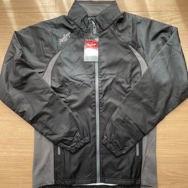Rawlings ナイロンジャケット ジャージ アウター ブラック 新品タグ付き ウィンドブレーカー 防水 梅雨 ブラック