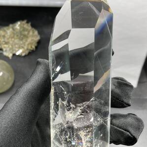 【特別なもの】ネパールでの手磨き ネパール ガネッシュヒマール産 ヒマラヤ水晶 ファントムクオーツ ブルーエンジェルラダー磨き 約343g