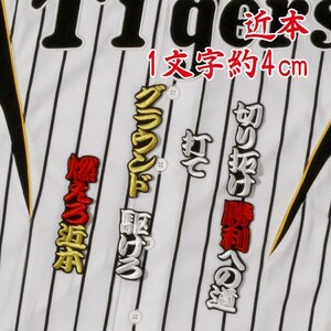 送料無料 近本 応援歌 勘白赤金/黒 刺繍 ワッペン 阪神 タイガース 応援 ユニフォーム に