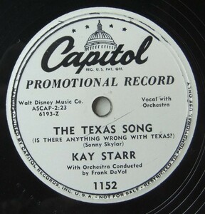 * KAY STARR * The Texas Song / When You ' re A Long Long Way From Home * Capitol 1152 (78rpm SP promo) *