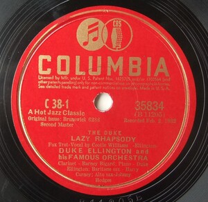 * DUKE ELLINGTON * Lazy Rhapsody / Blue Ramble * Columbia 35834 (78rpm SP) *