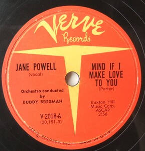 * JANE POWELL * Mind Is I Make Love To You / True Love * Verve V-2018 (78rpm SP) *