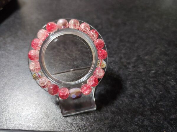 No.106 ハンドメイド ブレスレット ガラスビーズ ピンク系 内径約16cm