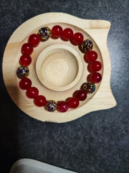 No.91 ハンドメイド ブレスレットガラスビーズ 内径約16cm