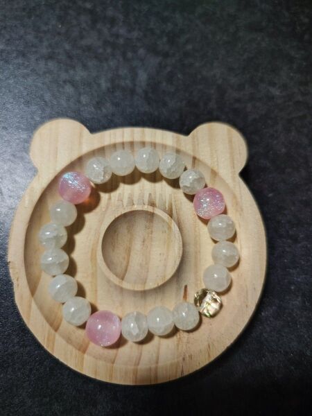 No.107 ハンドメイド ブレスレットガラスビーズ アクリル 内径約16cm