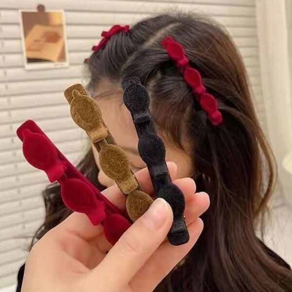 【3個セット】編み込み風 3連 ヘアクリップ ヘアピン ヘアゴム ヘアバンド 髪留め ヘアアクセサリー 髪飾り 可愛い バレッタ