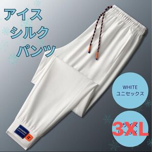 ひんやりパンツ 白 3XL 大きいサイズ 冷感パンツ 接触冷感 スポーツ キャンプ ユニセックス 軽量 高品質